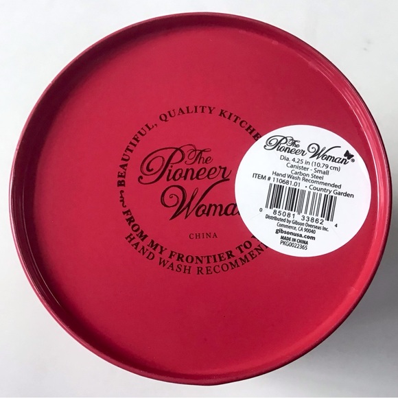 Pioneer Woman Canister Tin W/Lid Country Garden Red Floral Storage Container 5.5 - Picture 9 of 10